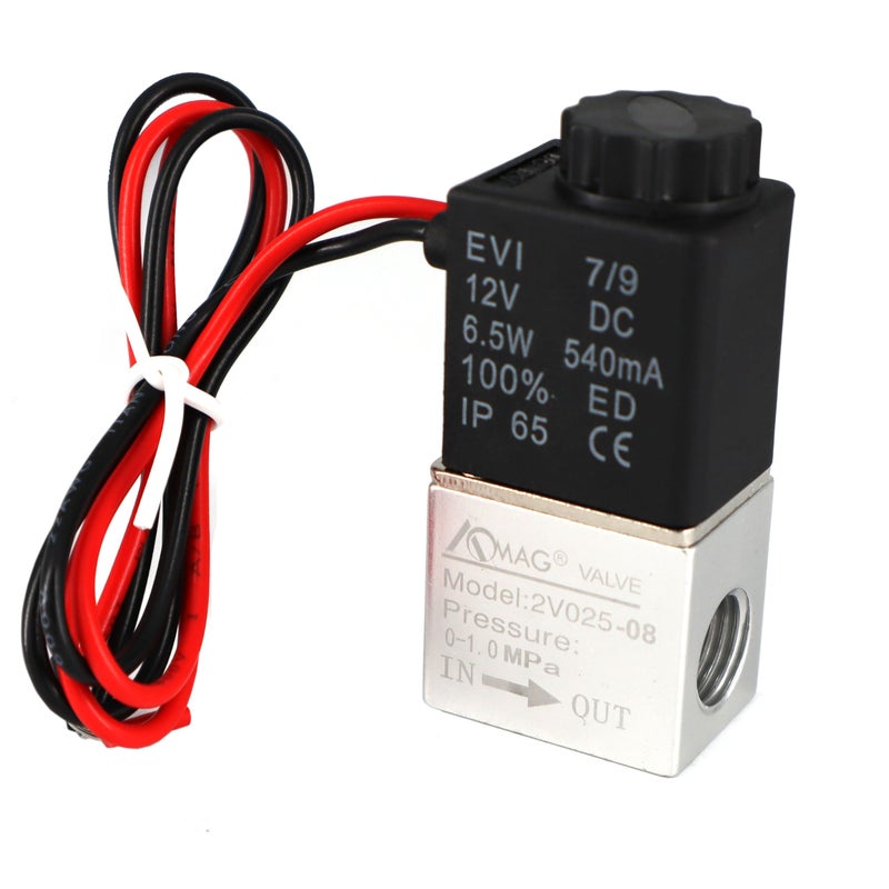 AOMAG 1/4inch DC 12V 2 Way Normally Closed Electric Solenoid Air Valve - Image 1